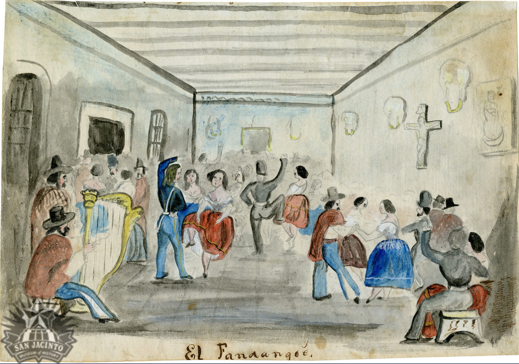 El Fandango by Samuel E. Chamberlain, 1847 (watercolor)